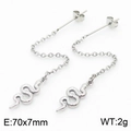 Silberne schlangenförmige Kettenohrringe aus Edelstahl für Damen, Länge 70mm - Stahlfarbener Schlangenstil (Steel KE105828-Z)