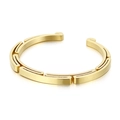Minimalist gold-plated stainless steel cuff bracelet with geometric segmented design - Gold Style (KB139665-WGMJ)