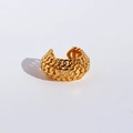 Χρυσό φαρδύ σκουλαρίκι ear cuff με σχέδιο αλυσίδας και ρυθμιζόμενο μεταλλικό στυλ - Χρυσό