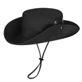 Schwarzer Outdoor-Sonnenhut für Damen und Herren mit breiter Krempe und Kinnriemen - Verstellbar / Schwarz