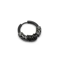 Retro dark hoop earring with vintage embossed scale texture and gothic industrial style - Dragon Pattern Hoop / Earring (Pierced) / Black