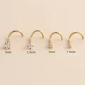 Size comparison chart for nose studs showing 1.5mm to 3mm zircon diameter options - S-Shape Post (HSPJ393) / 2.5mm / Gold