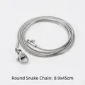 Dettaglio catena a serpente tonda da 0,9mm e 45cm con chiusura a moschettone argento - Catena a Serpente (Colore Acciaio) / 0.9mm x 45cm