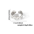 Silver fishtail titanium steel ring with textured leaf pattern and sizing details - TYR0463 / Silver Continuous Leaf
