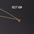 Zircon mini cherry pendant necklace with red and green gemstones on a gold fine chain - Red Round Diamond Cherry Style (607-6#)