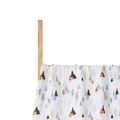 Soft cotton baby swaddle blanket featuring a minimalist pine tree pattern in blue and orange - Nordic Pine Trees (S141)