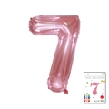 40 inch metallic pink number 7 foil balloon for birthday party decorations with card packaging - 40-inch Jelly Powder 7 With Paper Card