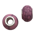 Pink crackle glass charms with silver metal core for DIY bracelet making projects - Pink Black Vein Faux Turquoise Bead