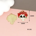 Skull and rose enamel alloy pendant charms 30mm for Halloween jewelry DIY - Rose Skull