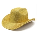 Cappello da cowboy western dorato glitterato con tesa larga per feste e spettacoli - M (56-58cm) / Giallo