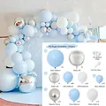 Blue and silver balloon arch kit with 141 pieces for birthday and party decorations - Blue White Silver Aluminum Film Style (Set 002)