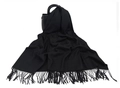 Classic black cashmere-style winter scarf with tassels draped over a handbag - 200*70cm / Premium Crafted Tassel Style / Black