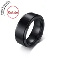 Matte black stainless steel spinner ring for men with smooth free rotation feature - Plain Surface