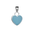 Colgante corazón esmalte azul con borde de acero plateado para hacer joyas DIY y collares - Color Acero