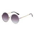 Round semi-rimless sunglasses with purple gradient lenses and pink wavy metal frame - Multicolor Gradient / Gold Frame Pink Circle Gradient Purple