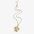 Halskette mit Schildkröten-Anhänger aus 18K Gold und Perlmutt-Einlage für Damen - Goldene Schildkröte