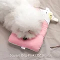 Almohada de algodón rosa para cachorros con patrón de perro para protección cervical - Perrito Cuadrado Rosa / 25*18cm