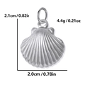 Colgante de concha de acero inoxidable plateado, altura 2,1 cm y ancho 2,0 cm para bisutería - Concha / Color Acero