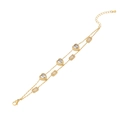 Double-layered gold geometric glass bracelet with heart and rectangle charms on white background - Heart and Rectangular Charm Style (1#)