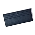 Navy blue lychee texture leather wallet and card holder with multiple card slots - Black