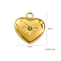 Vista macro de colgante de corazón de oro 18k con gema verde y medidas 18mm x 15mm - Circonia Verde Fruta