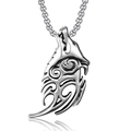 Vintage Nordic Viking wolf head pendant necklace in polished silver stainless steel - Wolf Head + Stainless Steel Chain