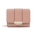 Schicke rosa Lederbrieftasche für Damen mit Goldverschluss und Reißverschluss, Studioaufnahme - Rosa