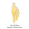 Golden stainless steel wing charm pendant for DIY jewelry, size 8x20mm detail view - Gold Wing (8x20mm) / 5 Pcs/Pack