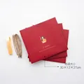 Set of 3 large red teacher gift paper bags with gold ribbons and braided handles - L Red (3 Pcs Set)
