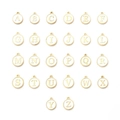 Set of 26 gold-plated round alphabet charms with white enamel inlay for DIY jewelry - 26 Letters/Set / White