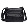 Pratica borsa a tracolla in morbida pelle nera con tasche multiple e cinturino regolabile - Nero (Stile 1)
