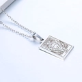 Silver stainless steel Leo zodiac pendant necklace with engraved lion and Leo symbol - Leo / Steel