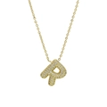 18k gold plated brass balloon letter P pendant necklace with white zircon stones - Letter R Necklace