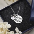 Silver stainless steel faith necklace with wave pendant and deep waters engraving - Steel Color (I Will Be)