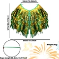 Detailansicht des grün-goldenen Lametta-Capes zum St. Patrick's Day mit Maßangaben - Großes Cape / Gold-Grün Mischung
