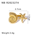 Dettaglio dell'anello con stella marina in oro 18K con specifiche di misura e peso - Aperto Regolabile / Stile Aperto Stella Marina Conchiglia Dorata (NB-R2023274)
