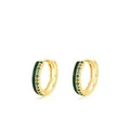 Orecchini a cerchio in argento S925 con smalto verde e zirconi colorati placcati oro - Argento 925 / Oro