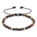 Detailed macro view of 8mm tiger eye stone beads and silver engraved spacers with drawstring - Yellow Tiger Eye (03)
