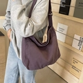 Large capacity canvas tote bag in deep purple with wide adjustable shoulder strap - Purple