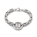 Bracelet chaîne en acier argenté avec pendentif circulaire serti de fils et de filles - Argent (KB151902-Z)
