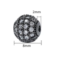 8mm Mikro-Pave-Kugelperle mit Zirkonia und 2mm Loch für DIY-Schmuckherstellung - 8mm-Weißer Zirkonia-Gun Black