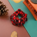 Christmas hair scrunchie with red black plaid and snowflake pattern on festive background - Red Black Plaid Snowflake