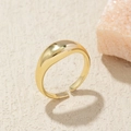 Detailed close-up of a polished gold dome ring with an adjustable open band design - Adjustable Open / Shiny Gold Dome