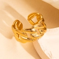 Minimalist gold-tone thick chain link open ring in polished titanium steel for women - Gold 116 (Larger Size)
