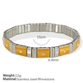 Two-tone gold and silver stainless steel stretch bracelet with inlaid crystal stones - Rhinestone Elastic Bracelet - Standard (SL46)
