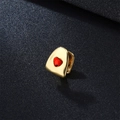 Gold-plated hip hop tooth cap with micro-paved red heart-shaped zircon stone - Red Zircon Heart / Gold