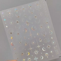 5D Holografische Nagelsticker mit Sternen, Mond und Strasssteinen Stil TL-062 - Holografischer Stern und Muschel (TL062)