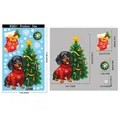 Size chart for Christmas dachshund stickers and decorative holiday window decals - Dachshund with Christmas Tree Style (BQ621)
