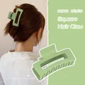 Matte light green rectangular hair claw clip for women in autumn and winter styles - Matte Army Green Hollow Hair Claw