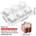 White silicone mold for 6-cavity star shaped mousse and pink cakes dessert decoration - 6-Cavity Groove Star MCM-556
